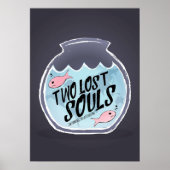 Twee verloren zielen zwemmen in een viskom roze vi poster (Voorkant)