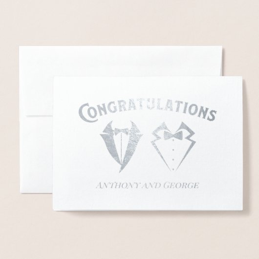 Twee Verloving van Tuxedo LGBTQ Gefeliciteerd Folie Kaarten (Voorkant met envelop)