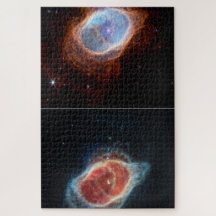 twee verschillende foto's van de ringnebula