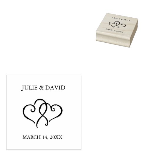 Twee verweven harten rubberstempel (Gestempeld)