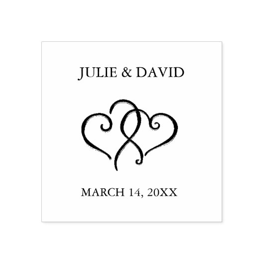 Twee verweven harten rubberstempel (Afrduk)