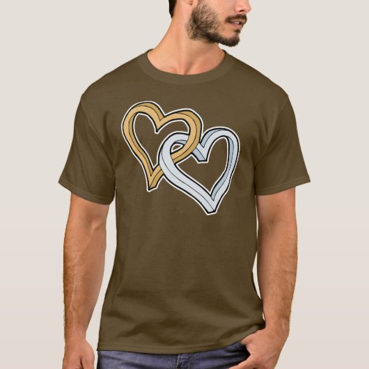 TWEE VERWEVEN HARTEN T-SHIRT (Voorkant)