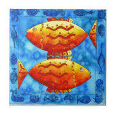 Twee Vibrant Goldfish Tegeltje (Voorkant)