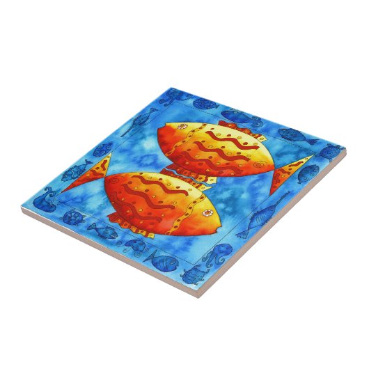 Twee Vibrant Goldfish Tegeltje (Zijkant)