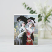 Twee Victoriaans Dames met Rozen schilderen Briefkaart (Staand voorkant)