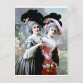 Twee Victoriaans Dames met Rozen schilderen Briefkaart (Voorkant)