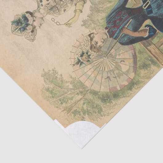 Twee Victoriaans vrouwenthemaartikelen van Elegant Tissuepapier (Detail)