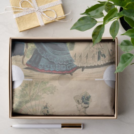 Twee Victoriaans vrouwenthemaartikelen van Elegant Tissuepapier (Geschenk)