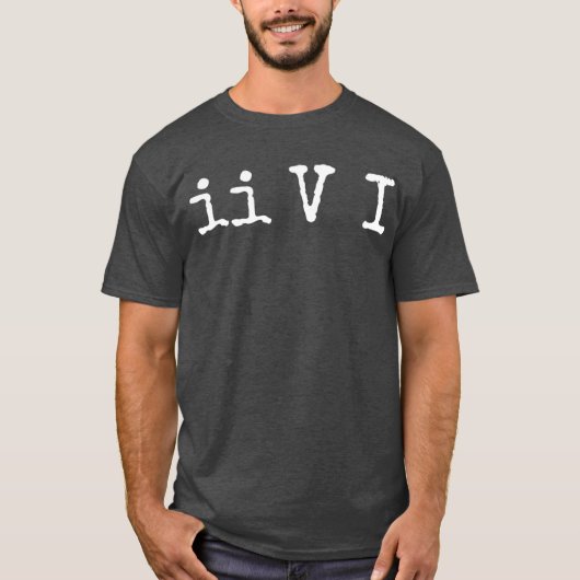 Twee Vijf Eén ii V I Jazz Chord Progression Muziek T-shirt (Voorkant)