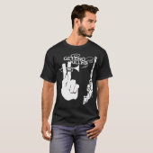 twee vingers pistool saxofoon t-shirt (Voorkant volledig)