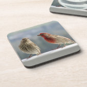 Twee vinken vliegen. bier onderzetter (Linkerzijde)