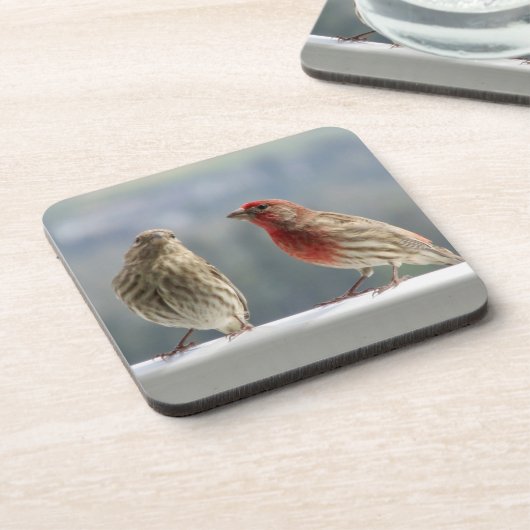 Twee vinken vliegen. bier onderzetter (Linkerzijde)