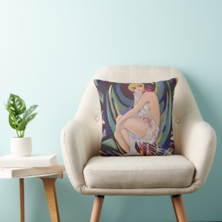 Twee Vintage Art Deco Vrouwen van S. Chompre Kussen