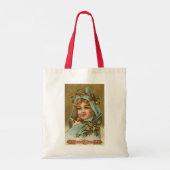 Twee Vintage Kerst Jonge Dames Schattige Tote Bag (Achterkant)