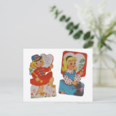 Twee vintage valentijnen in feestdagenkaart (Staand voorkant)