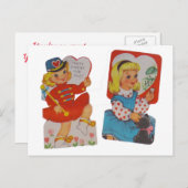 Twee vintage valentijnen in feestdagenkaart (Voorkant / Achterkant)