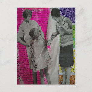 Twee vintage vrouwen en een meisje collage ansicht briefkaart