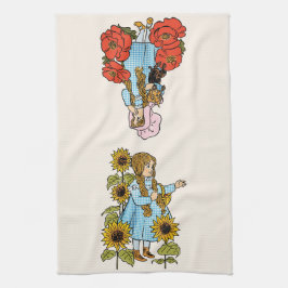 Twee Vintage Wizard of Oz Dorothy met Bloemen Theedoek