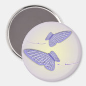 Twee Violet en Witte Gingham Vlinders Kunstwerk Magneet (Voorkant / Achterkant)