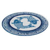 Twee Vis Koi Karper Vissen Chinoiserie Blauw Patro Snijplank (Hoek)