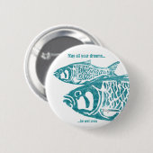 Twee visblauwe persoonlijke spelden ronde button 5,7 cm (Voorkant /achterkant)