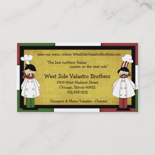 Twee Visitekaartjes van Chefs Restaurant (Voorkant)