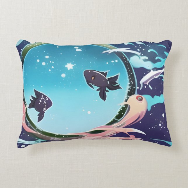 Twee vissen accent kussen (Voorkant)