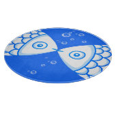 Twee Vissen Blauw Wit Abstract Patroon Snijplank (Hoek)