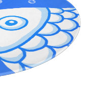 Twee Vissen Blauw Wit Abstract Patroon Snijplank (Hoek)