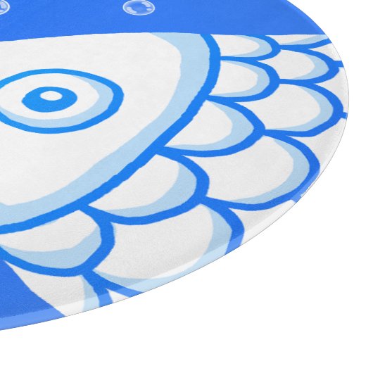 Twee Vissen Blauw Wit Abstract Patroon Snijplank (Hoek)