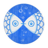 Twee Vissen Blauw Wit Abstract Patroon Snijplank (Voorkant)