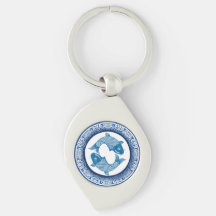 Twee Vissen Koi Karper Chinoiserie Blauw Patroon