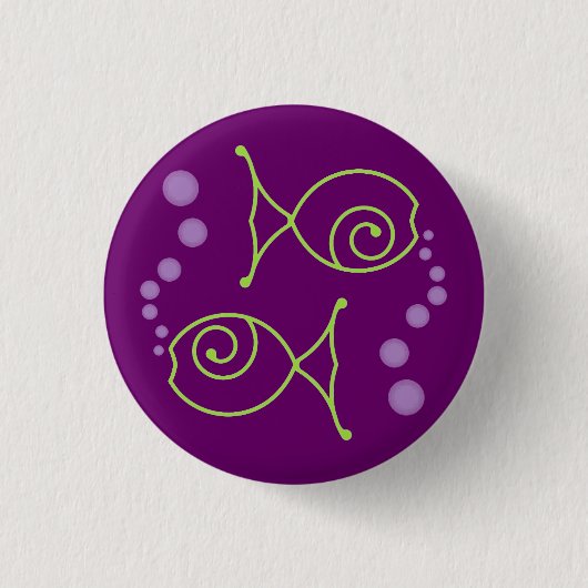 Twee vissen met bubbels ronde button 3,2 cm (Voorkant)