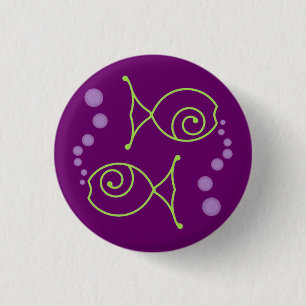 Twee vissen met bubbels ronde button 3,2 cm