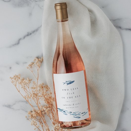 Twee Vissen Minder in de Zee Bruiloft Wijn Etiket