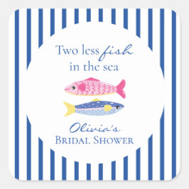 Twee vissen minder in de zee kust Bruidsdouche Vierkante Sticker