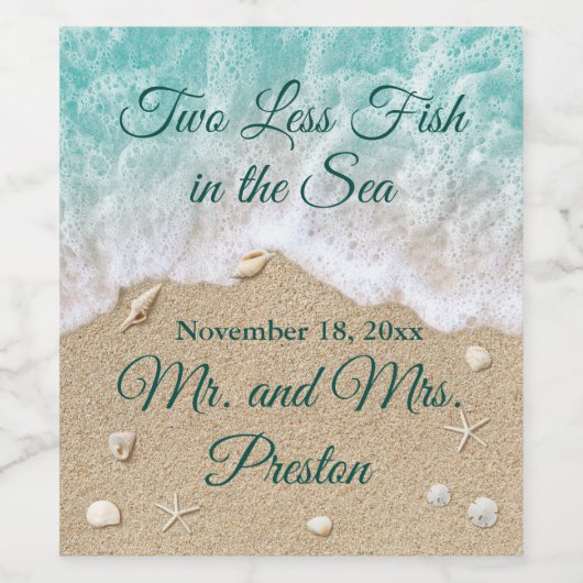 Twee vissen minder in het Zee Wijn Etiket (Enkel label)