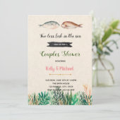 Twee vissen minder in zee douche uitnodiging (Staand voorkant)