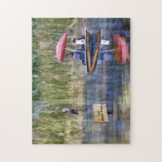 Twee vissers aan het meer legpuzzel (Verticaal)