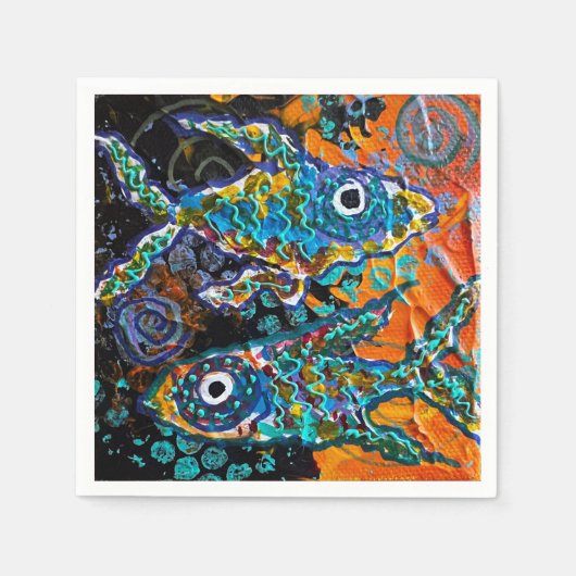 Twee visservetten servet (Voorkant)