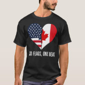 Twee Vlaggen Eén Ritme Canada🇨🇦  Amerika🇺🇸 T-shirt (Voorkant)