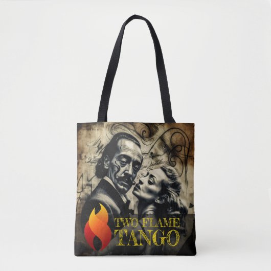 Twee vlam tango kunstenaar: "Dali's omhelzing" Tote Bag (Voorkant)