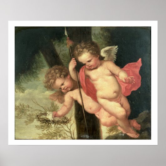 Twee vliegende Cherubs, die de kroon van Thorns va Poster (Voorkant)