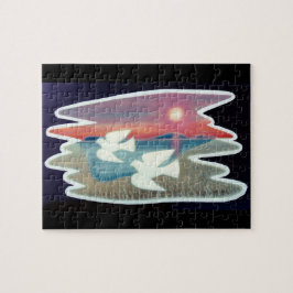 Twee vliegende duiven legpuzzel