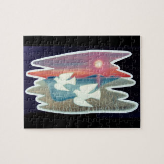 Twee vliegende duiven legpuzzel