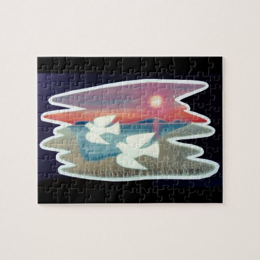 Twee vliegende duiven legpuzzel (Horizontaal)