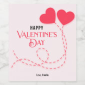 Twee vliegende harten Valentijnsdag groet Wijn Etiket (Enkel label)