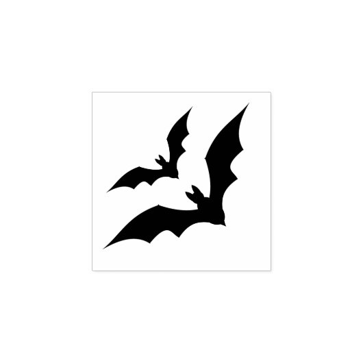 Twee vliegende vleermuizen Solid black Halloween Rubberstempel (Afrduk)
