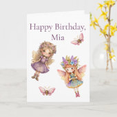 Twee vliegende vlinder meisjes Kaart (Gele Bloem)