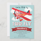 Twee Vliegtuig Kinder 2e Verjaardagsuitnodiging Kaart (Voorkant)